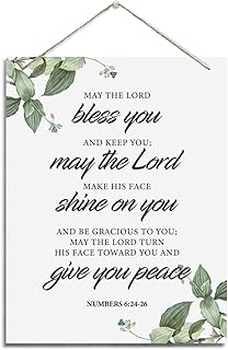 Inspirational Wall Decor, Decorative Hanging Wood Signs, Nursery Christian Decor, Baptism Gift, Scripture Hanging Sign, Numbers 6:24-26 Wall Art Sign- May The Lord Bless You And Keep You