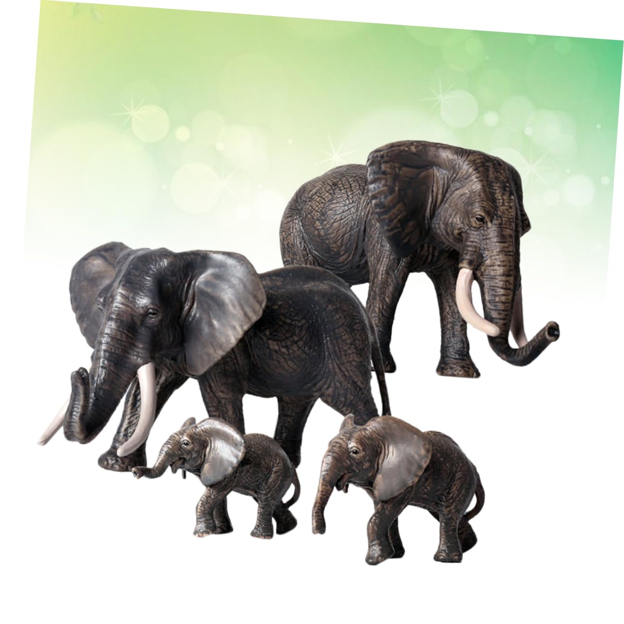 ibasenice Modelo de Elefante Familiar Negro, Juego de 4 Piezas PVC | Figura Animal de Simulación, Diseño Creativo y Realista, para Gabinete u Oficina, Colección Infantil