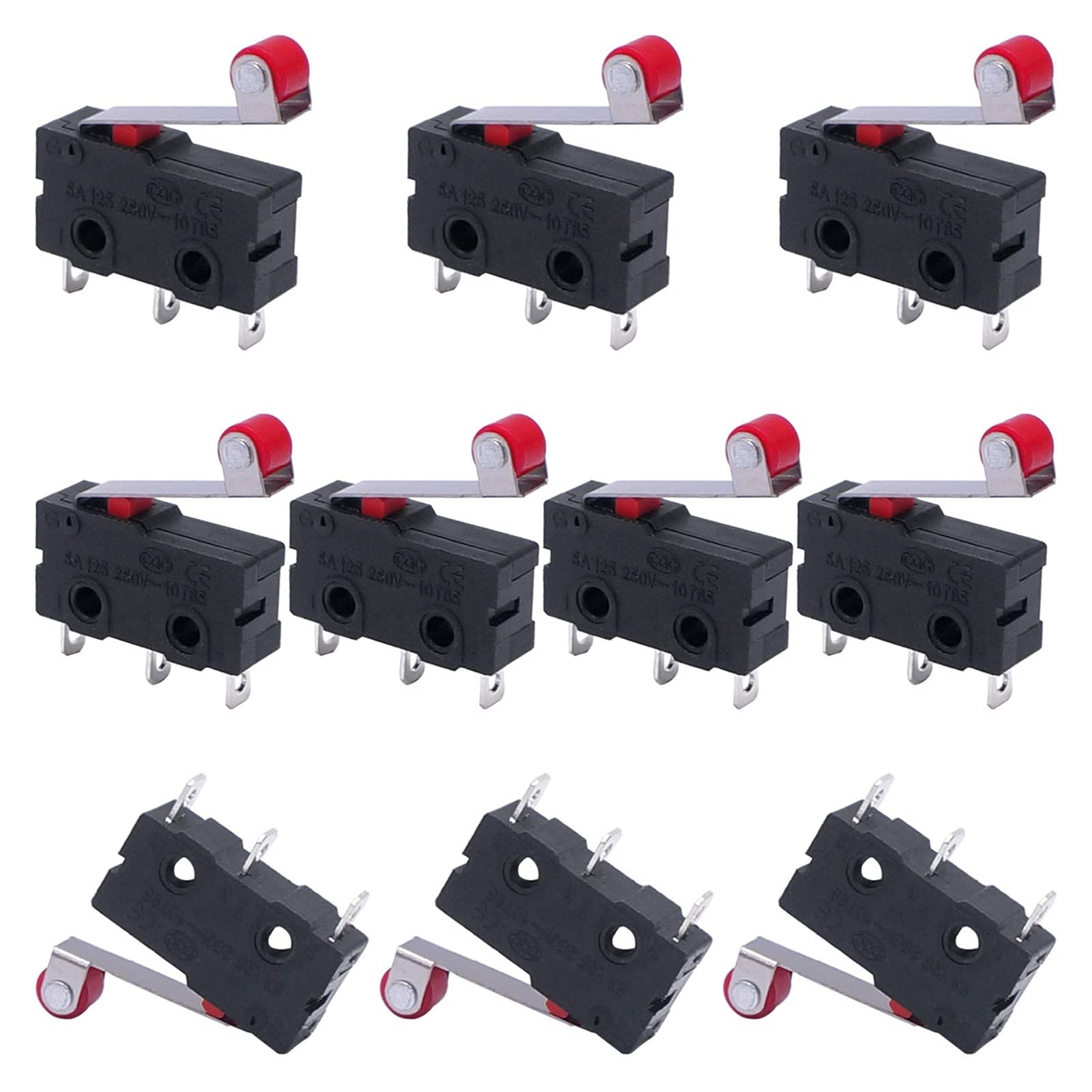 Micro interrupteur fin de course SPDT 1NO 1NC AC 250V 5A avec levier à galet lot de 10 pièces