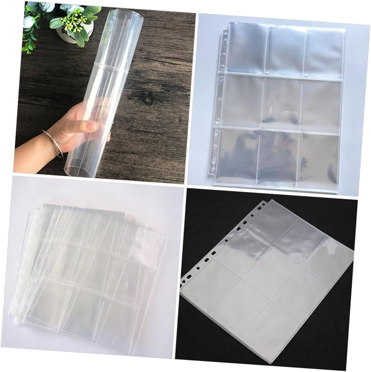 UPKOCH 50pcs A4 Plastic Photo Album Sleeves 9-Pocket Loose Leaf Photo Storage Pages Compatible with 3-Ring Binders for 3-inch