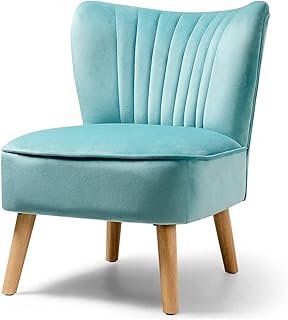 14 Blue Living Room Ideas for Calm Bright Modern Appeal 30 LUARANE Armless Velvet Accent Chair, Modern Leisure Chair with Curved Ba...