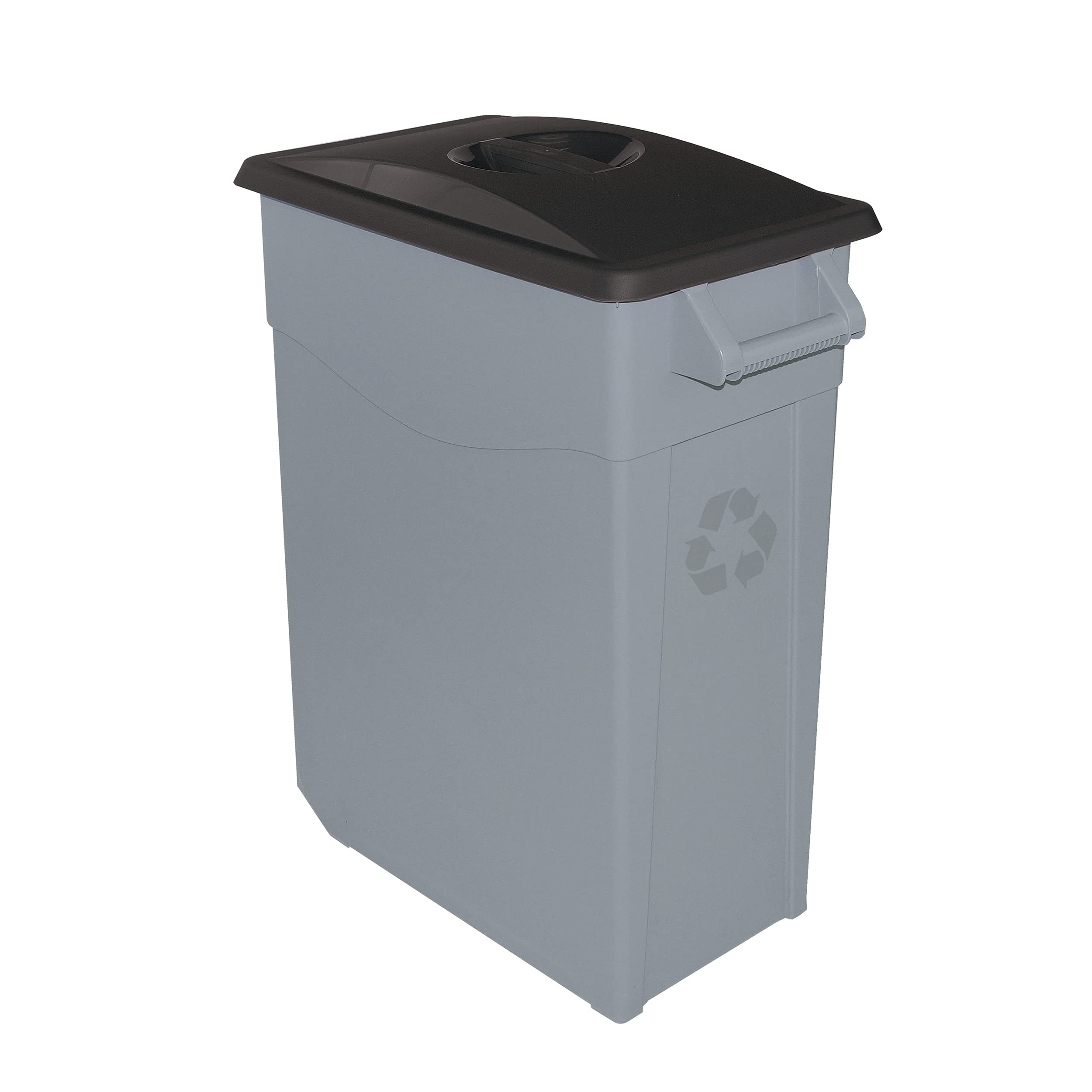 Contenedor de Residuos Zeus 65L Negro con Tapa Cerrada y Ruedas – Plástico Resistente, Encajable, Asa Ergonómica, Ideal para Desechos Generales y Colectividades | Denox