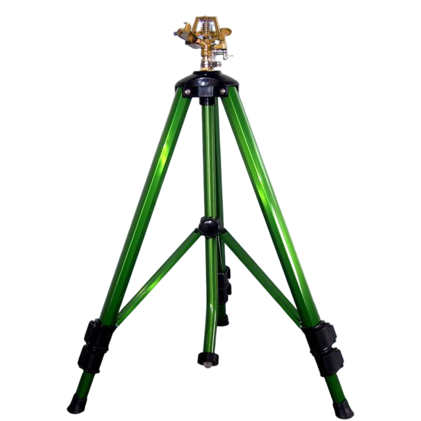 Irrigatore su treppiede, testata in ottone a 360°, per prati e giardini di grandi dimensioni..
