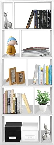 Giantex Estantería de 5 niveles gabinete organizador de almacenamiento de 10 cubos de 66 pulgadas de alto estantería de madera independiente de