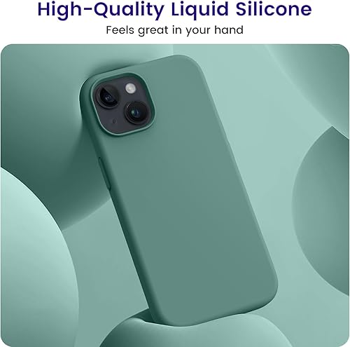Miniatura 3 de OTOFLY Compatible con iPhone 15, funda delgada de silicona a prueba de golpes para iPhone 15 (6.1 pulgadas), color verde pino