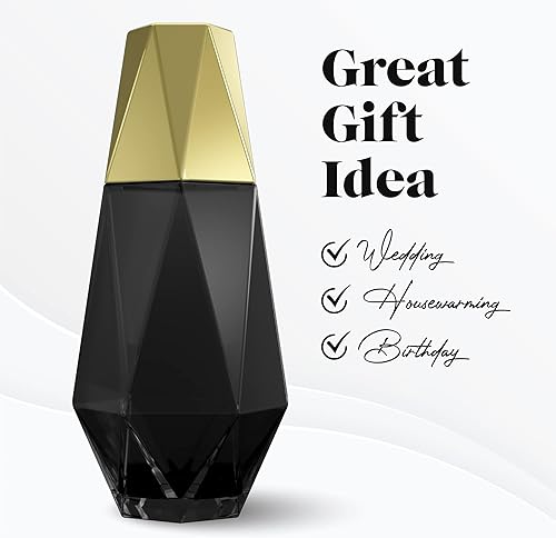 Miniatura 7 de American Atelier Juego de jarra y taza de noche geométrica moderna de 37 onzas, jarra de vidrio de 9 pulgadas con tapa y taza a juego, vasos