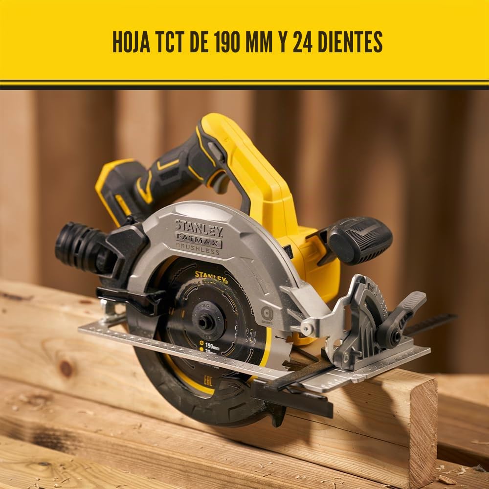 Sierra Circular BRUSHLESS V20 Li-Ion 18V Ø190mm, freno eléctrónico,