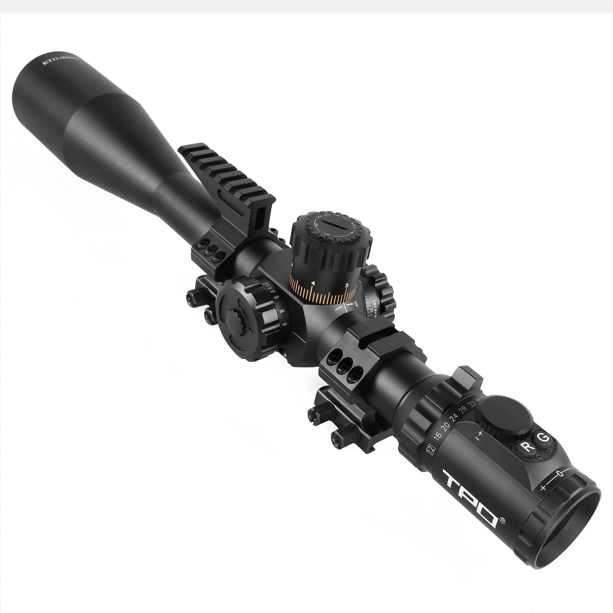 12-60X60SAL MOA Reticle Long Range Rifle Scope 35mm Tube Side Parallax Adjustment with Scope (MIL-Reticle)