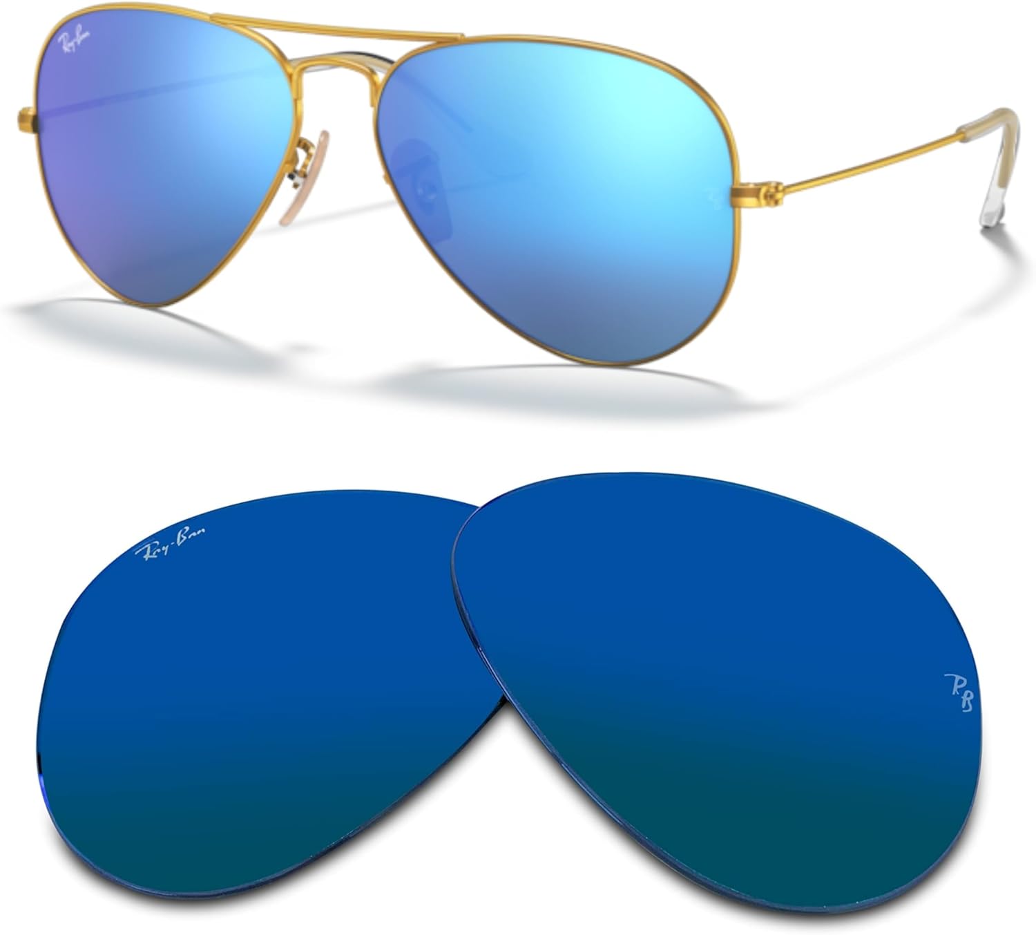 Ray-Ban Original AVIATOR LARGE METAL RB3025 Replacement Lenses +BUNDLE with ACCESSORY EYEWEAR KIT