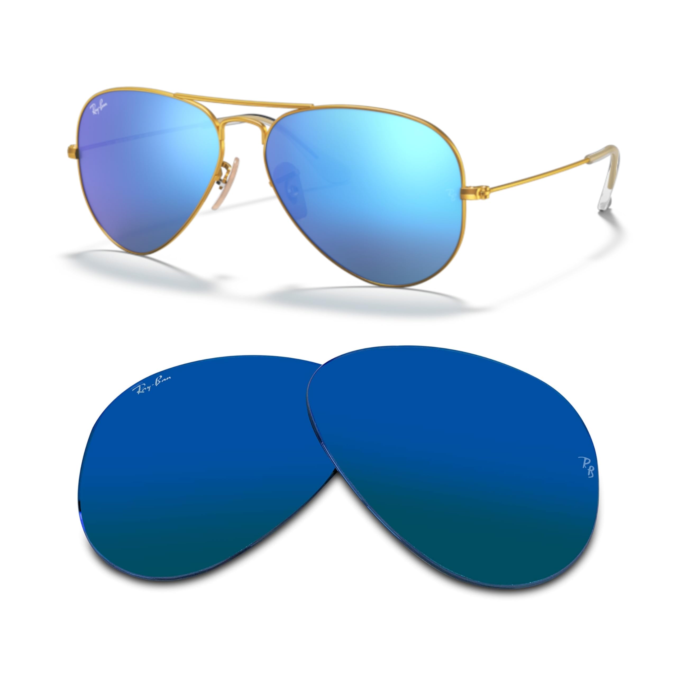 Ray-Ban Original AVIATOR LARGE METAL RB3025 Replacement Lenses +BUNDLE with ACCESSORY EYEWEAR KIT