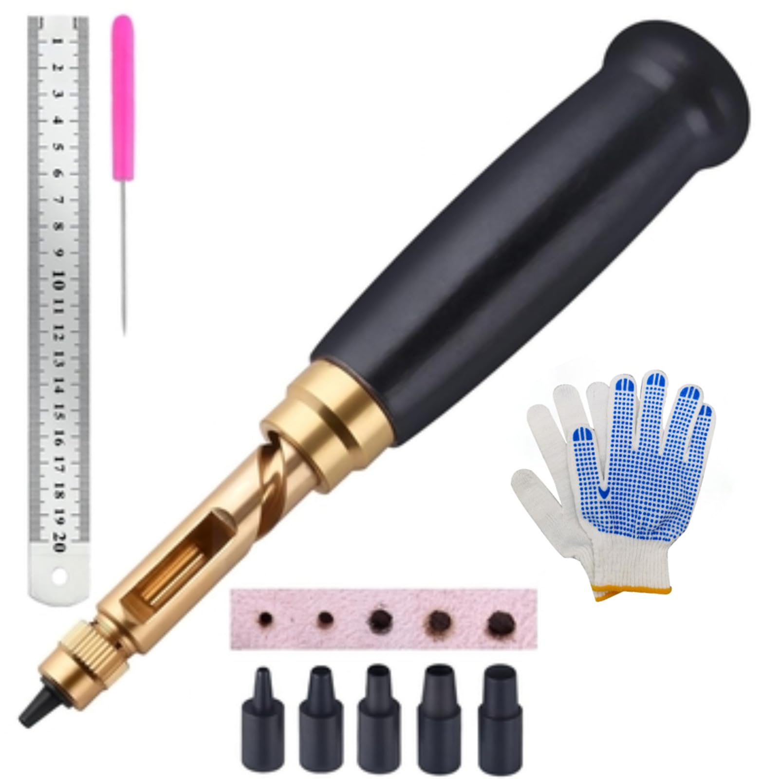 Nucelit Modifiable Leather Wood Handle Permanent Steel Construction Multiple Purpose Use for Belts and Handicrafts Multiple Purpose Leather Hole Maker