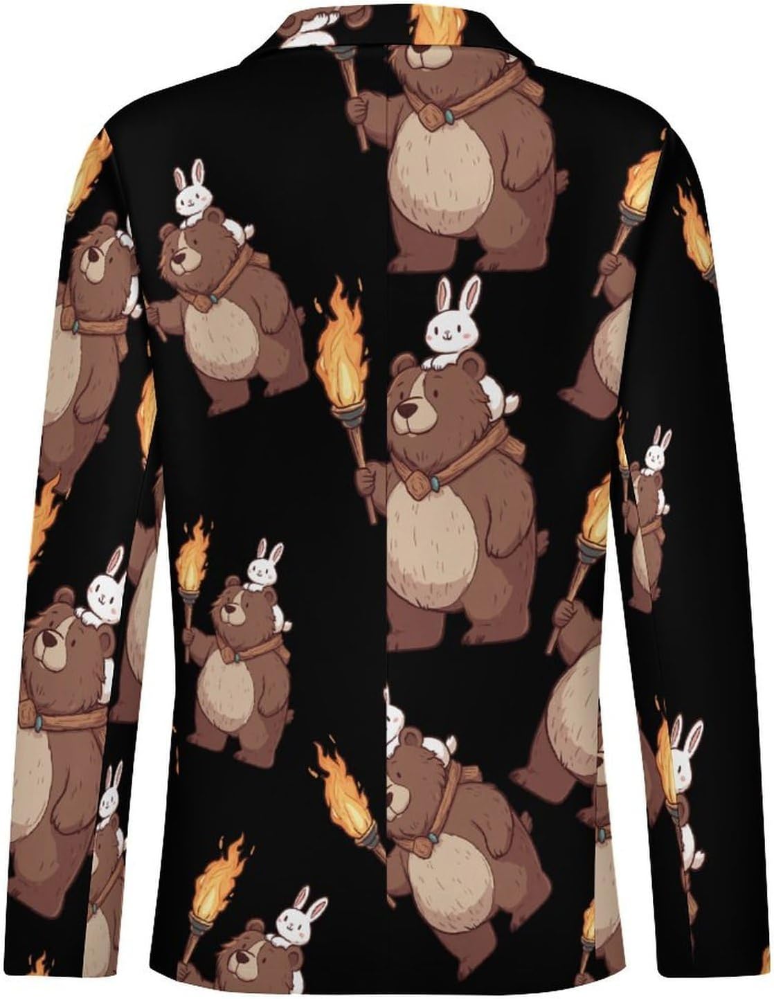 Bear Rabbits Expedition Mens Sport Coat Two Buttons Blazer Business Casual Dress Suit Jacket with Pocket