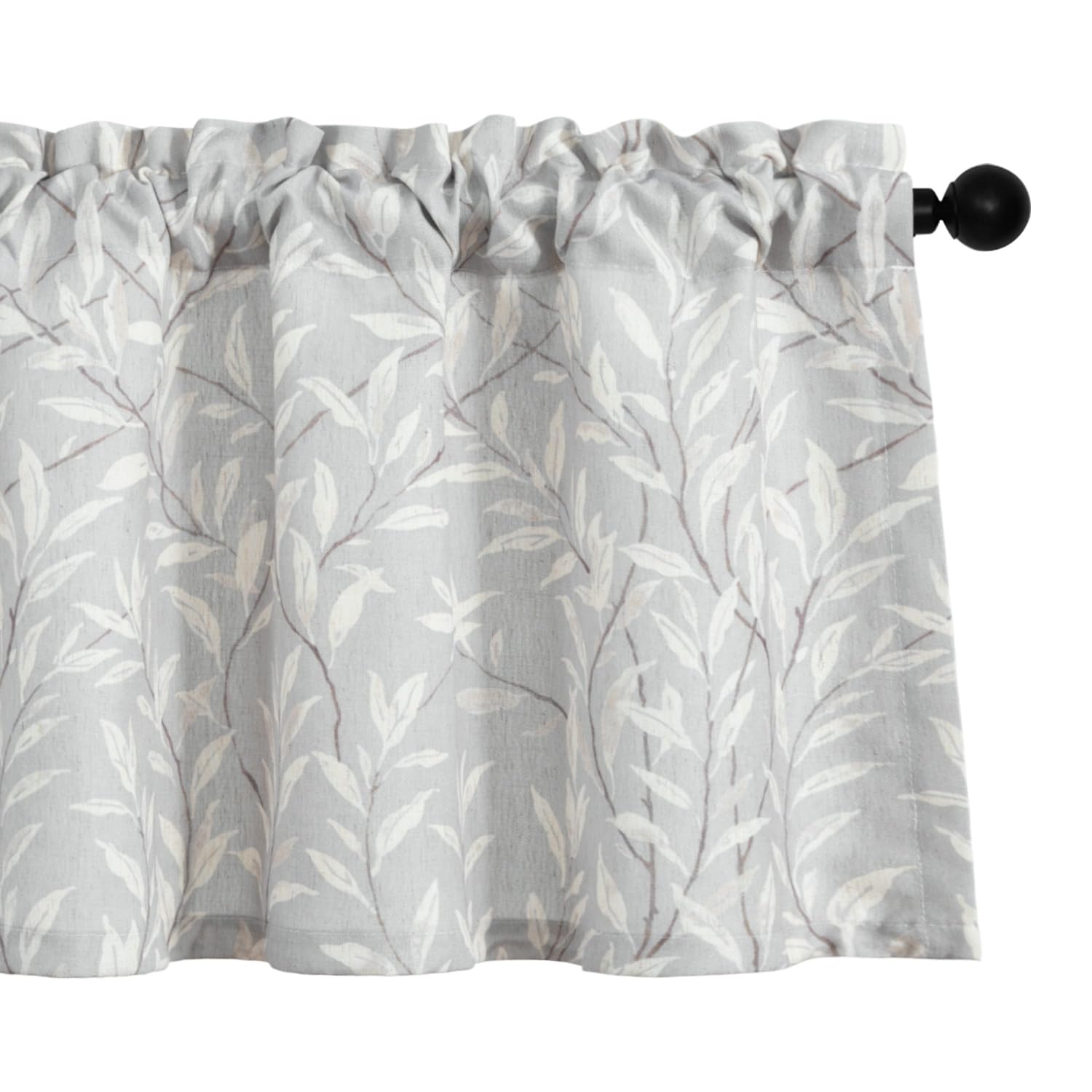 VOGOL Grey Leaves Kitchen Valance for Windows, 107x49 cm, 1 Panel โ image 1