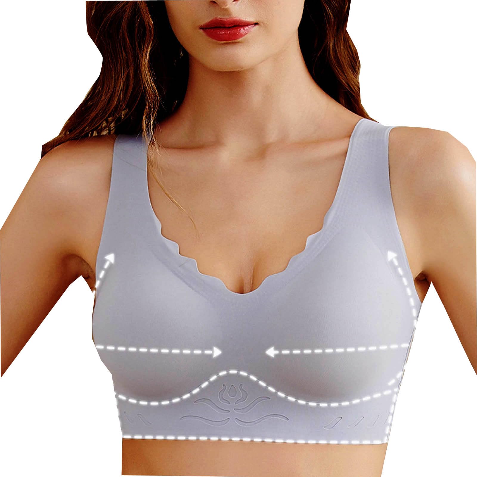 Womens Seamless Bra Wavy Wireless Full Coverage Padded Smoothing No Underwire Lightweight Bralettes with Support
