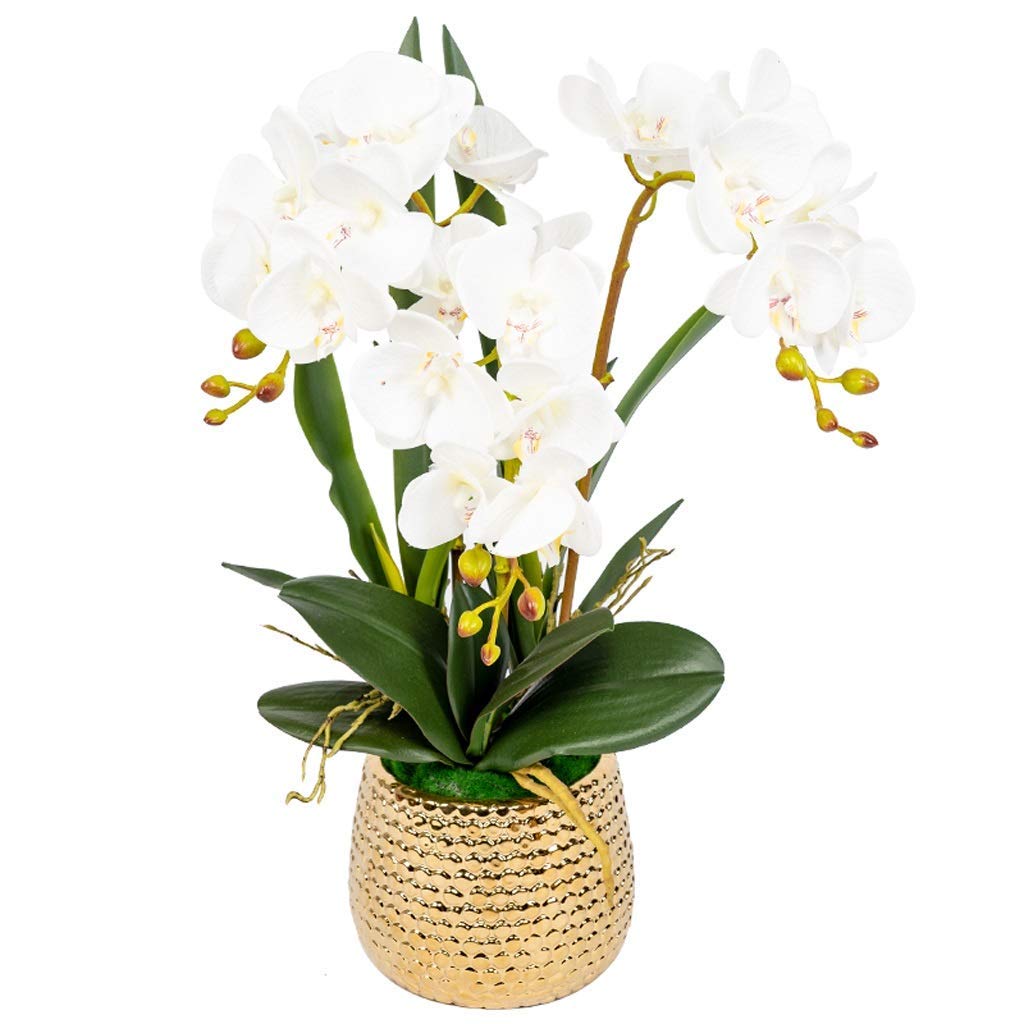 AYCDL Artificial Flower Set, Artificial Flowers Phalaenopsis with Planter Artificial Orchid in Vase Fake Flower for Living Room Beautiful Artificial Flowers and Vases