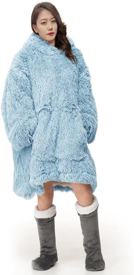 Nightzone Cuddles Duck Egg Oversized Wearable Blanket Hoodie, Teddy Fleece Fluffy Sherpa, Printed Hooded Sweatshirt Blanket Pullover, Giant Hooded (Cuddles Duck Egg)
