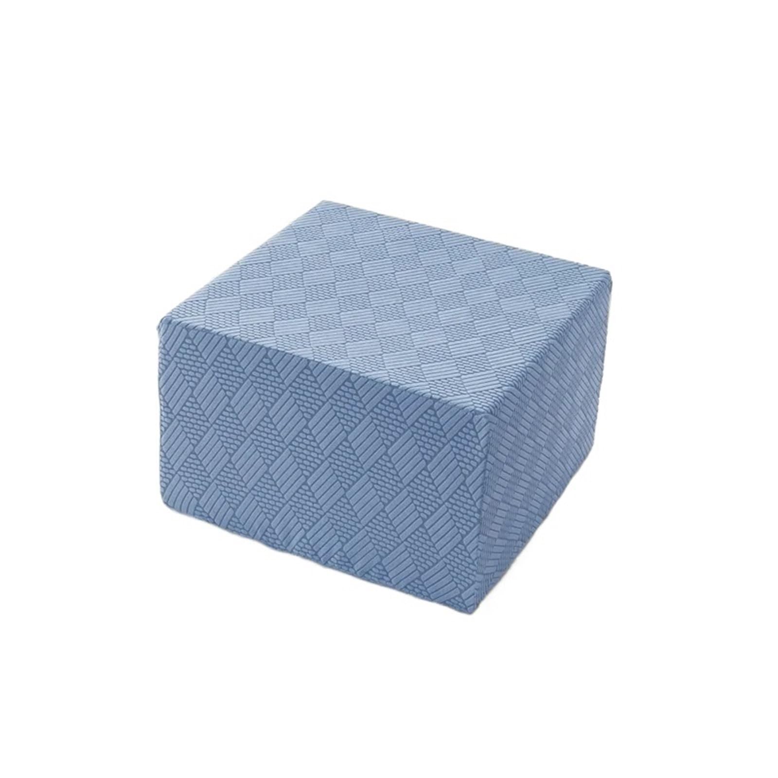 BOJHGO 1Pcs Stretch Ottoman Stool Cover Solid Color Square Footstool Covers All-inclusive Footrest Slipcovers Living Room to Clean Cover(Blue,S)