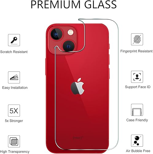 Miniatura 2 de Protector de pantalla trasera para iPhone 13 Mini 2 unidades con protector de lente de cámara 2 unidades, vidrio templado antiarañazos, dureza 9H,