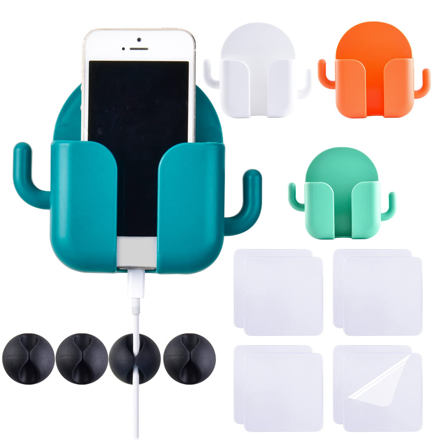 Wall Phone Holder, Remote Control Holder, Self-Adhesive Phone Holder Mobile Phone Plug Wall Holder Bed Side Organizer (4Pcs )