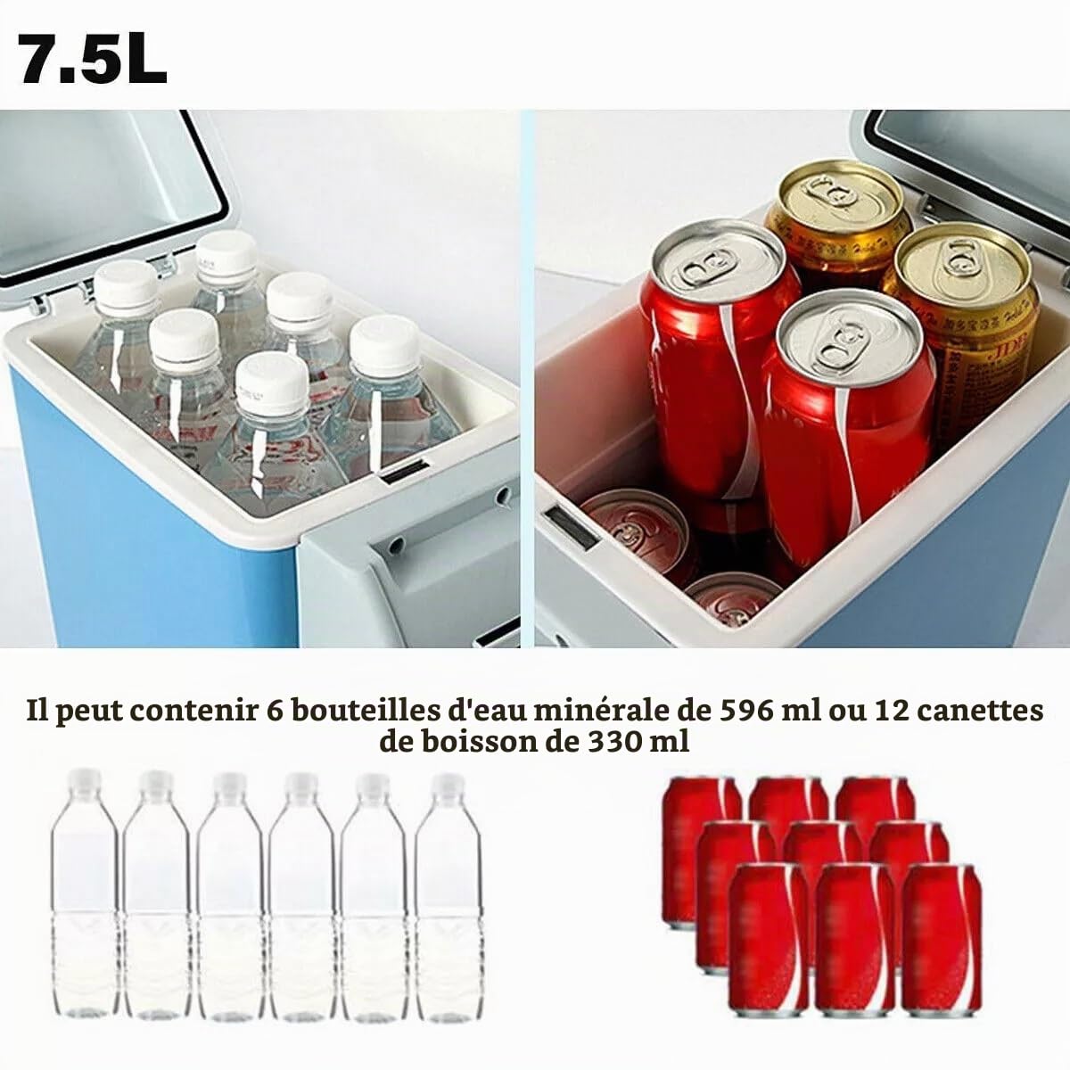 Générique Glacière Électrique Portable 7.5L 12V Refroidit + Réchauffe Mini réfrigérateur pour Voiture Camping avec Câble Prise Allume-cigare