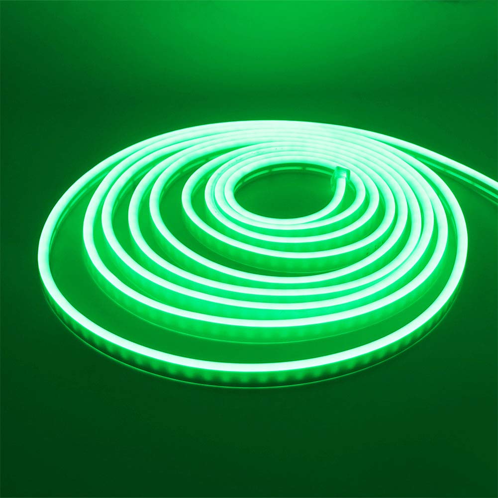 SUYOOULIN LED Neon Rope Light?Dimmable 12V LED Strip Lights with Remote, 16.4 Ft/5m IP68 Waterproof Silicone Rope Light for Indoor Outdoors(Green)