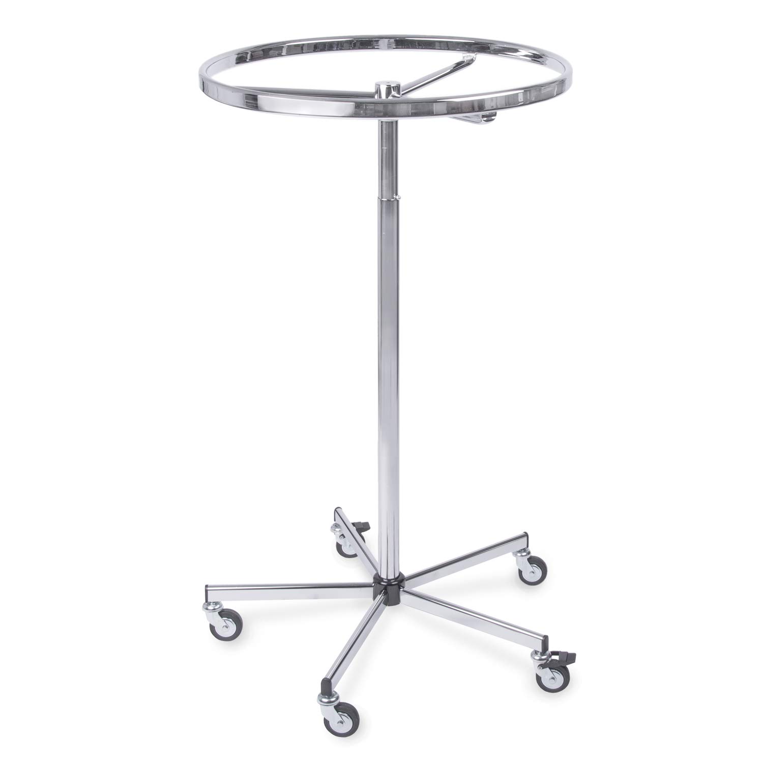 Rundständer, drehbarer Ring Ø 78 cm verchromt, Profi-Ringständer mit Sternfuß rollbar, Drehständer höhenverstellbar von 132-195cm, 80mm Gummirollen, stabiles Stahlrohr, extreme Belastbarkeit Küche, Haushalt & Wohnen