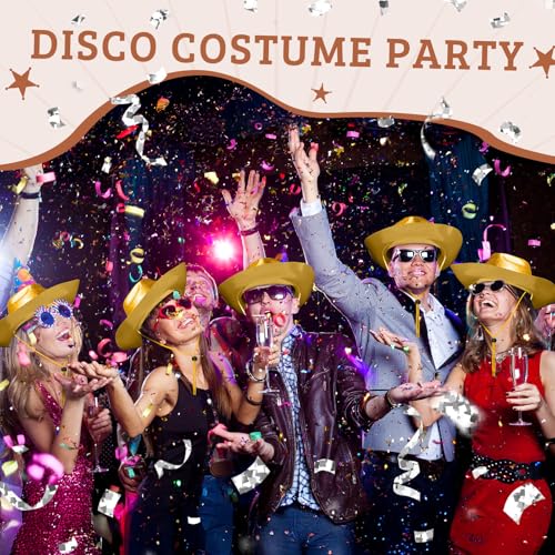 Image of Shyyween 24pcs Sparkly Western Cowgirl Hats for Adult Bulk Glitter Cowboy Hat Adjustable for Men Women Bachelor Western Party