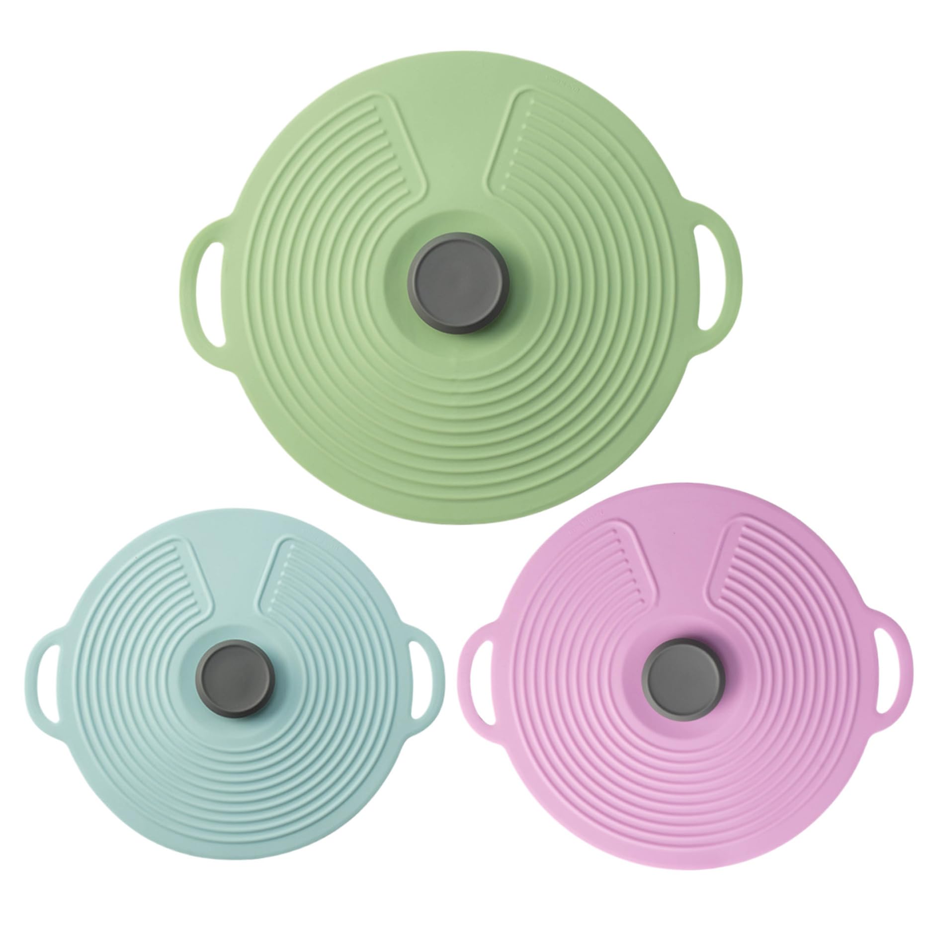 Grtheenumb Silicone Bowl Covers, Silicone Lids for Pots & Pans 3Pcs 12.4/9.1/7.9'' Pot Lids Food Bowl Covers with Handle Reusable Suction Seal for Bowls, Pots, Cups