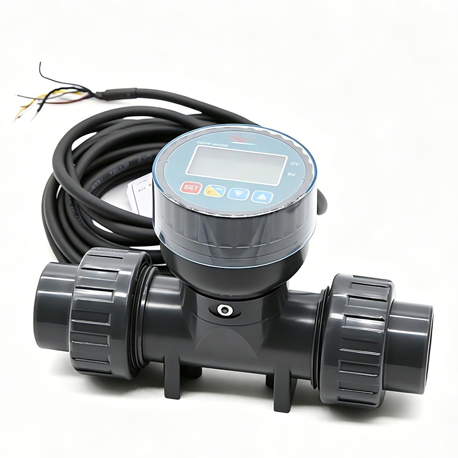 DowPie Paddle Wheel Flow Sensor Equipped Dustproof LCD Cover, RS485 Modbus Communication Port, Standard Union PVC Connection for Water Purification & Drip Irrigation DN40