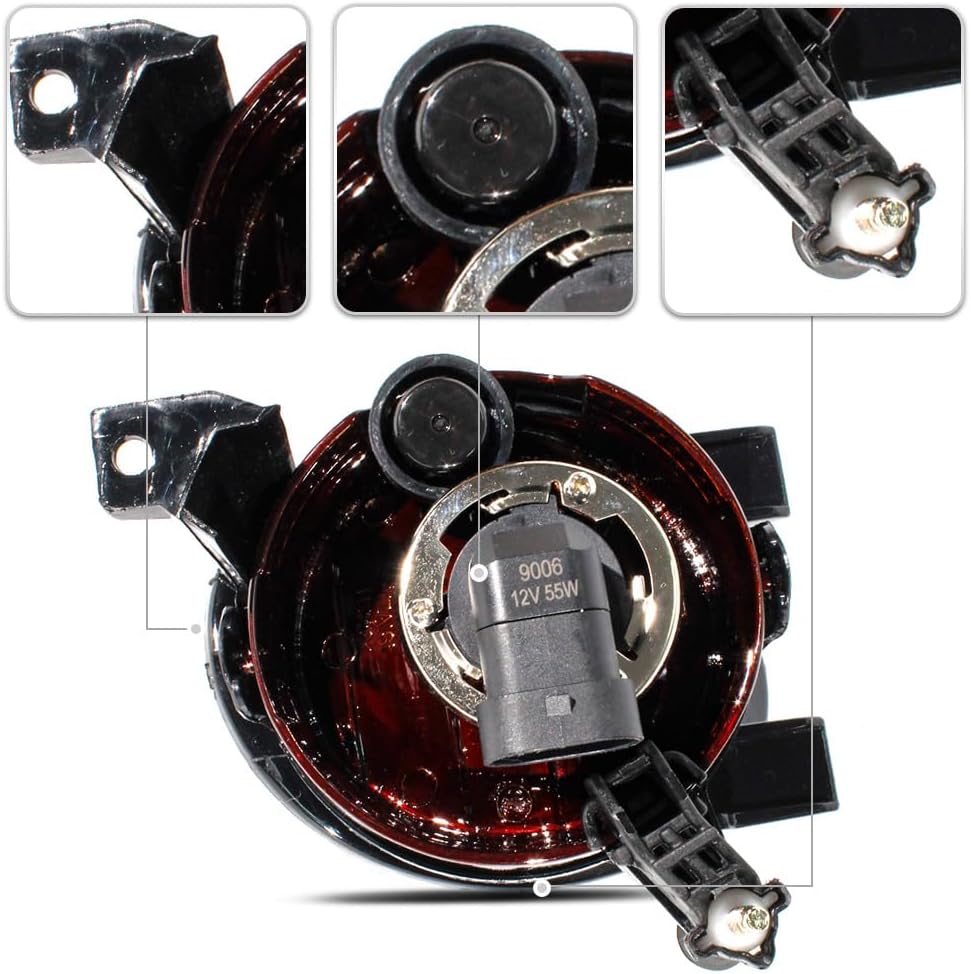 Fog Light Assembly with Cover For Volkswagen Tiguan 2012 2013 2014 2015 2016 2017 2018, Halogen Fog Lamp with Grille Cover and 9006 Wire Replace for 2012-2018 VW Tiguan(Left & Right & Wire)