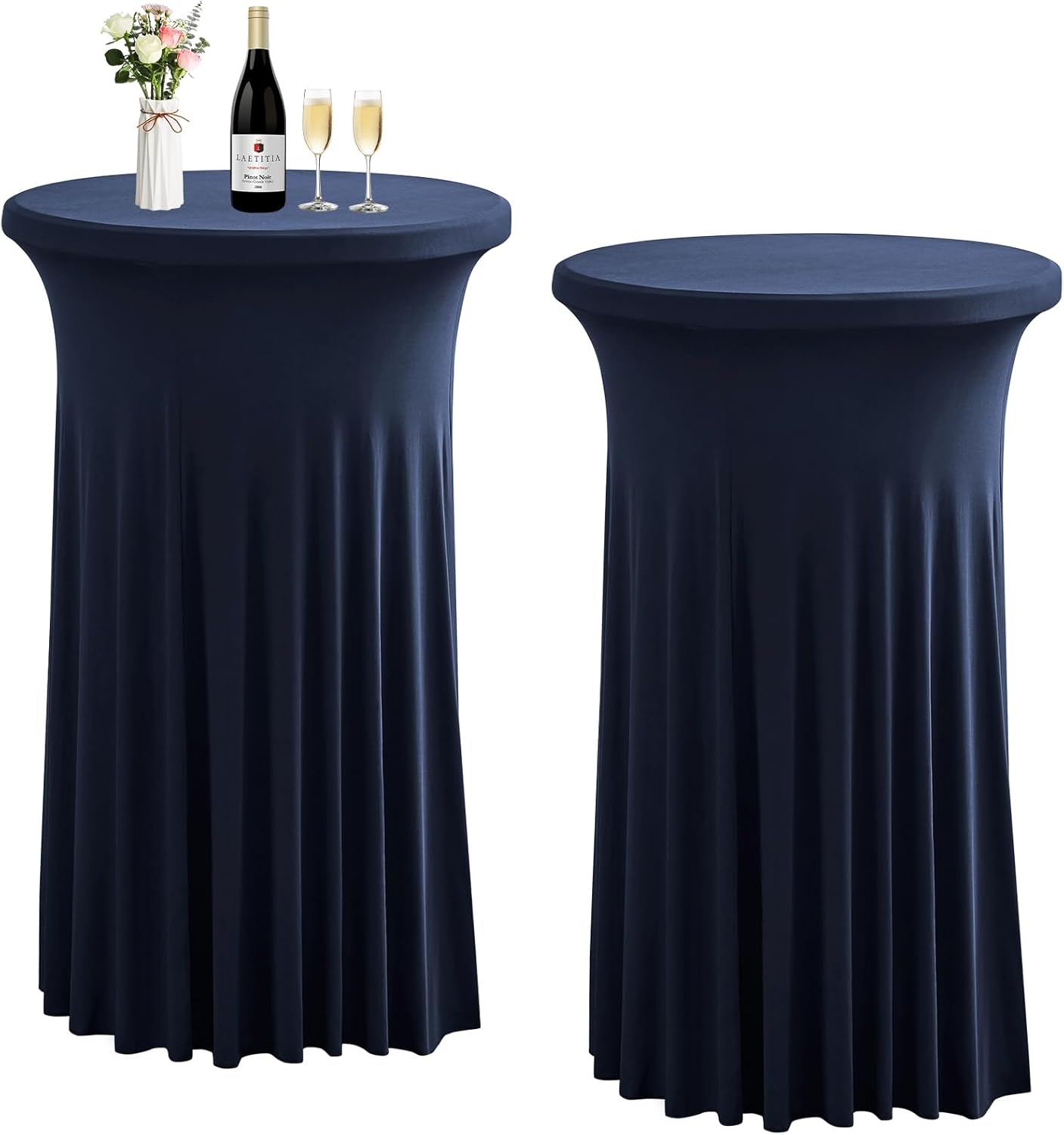 Cocktail Table Covers - 2 Pack 24 x 43 Inch Cocktail Table Skirt Round Spandex Stretch Cocktail Tablecloth Fitted High Top Table for Wedding Party Bar Banquet (Royal Blue)