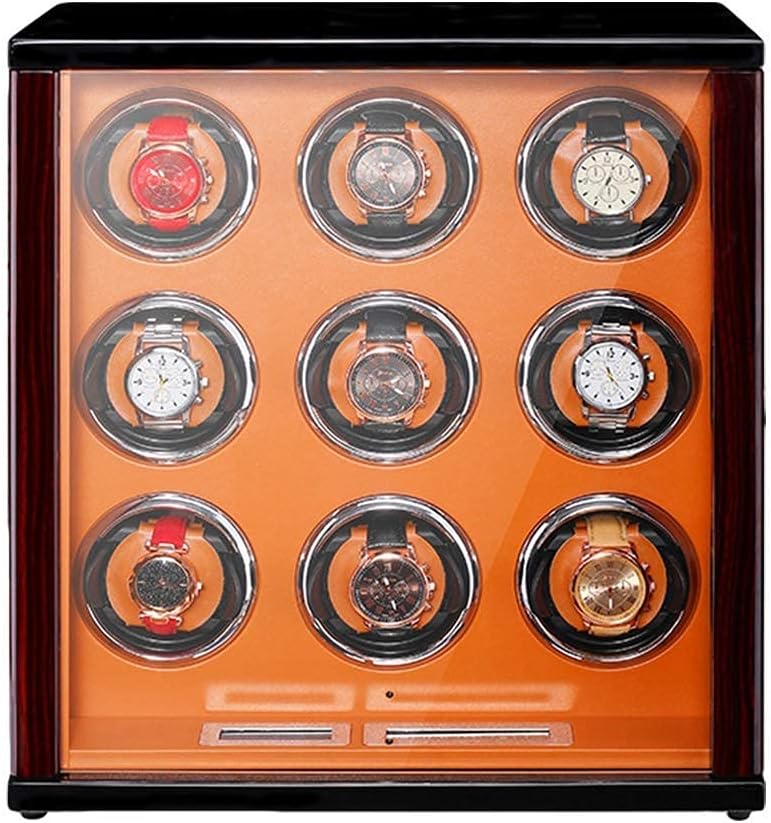 Automatic Watch Winder Solid Wood Piano Paint Exterior Touch Screen Display Silent Motor for Man Wonen Watches Flexible Watch Pillow (2+0)