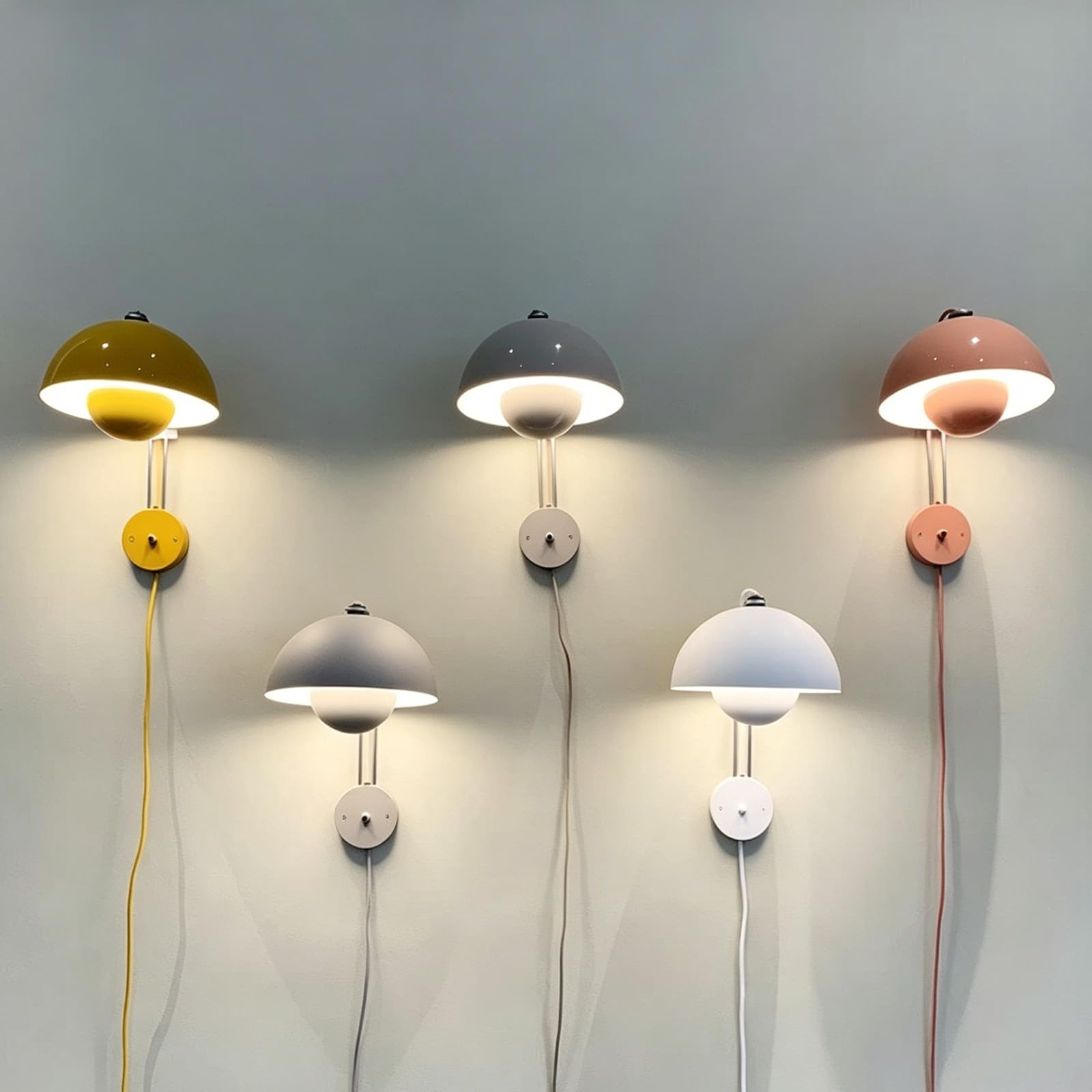 LED Wandleuchte 3000K/4000K/6000K Dimmbar Wandlampe mit Schalter Stecker Lesen Wandbeleuchtung Innen Modern Kreativ Design Eisen für Schlafzimmer Wohnzimmer Flur (Grau)
