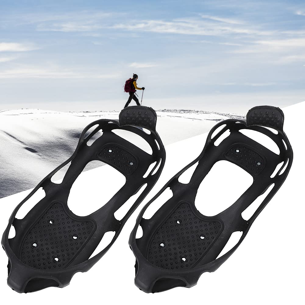 Leapiture 1 Pair Crampons Shoe Grip Spike 24 Teeth Anti Slip Ice Cleat Winter Traction Spikes Universal Ice Cleats Snow and Ice Shoe Chains for Hiking Climbing (S)