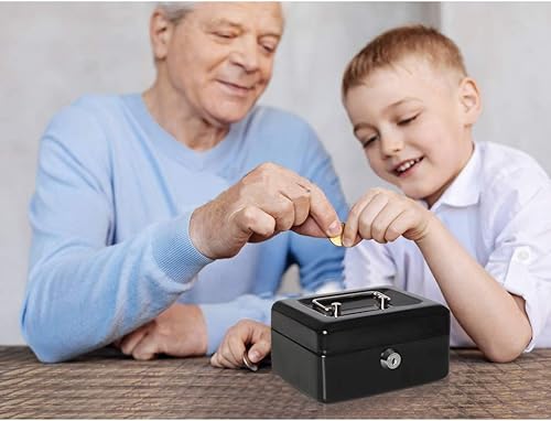 Miniatura 7 de Decaller - Caja de dinero con ranura para niños, caja de dinero pequeña con bandeja para dinero y cerradura de llave, 6 15 pulgadas x 5 pulgadas x 3