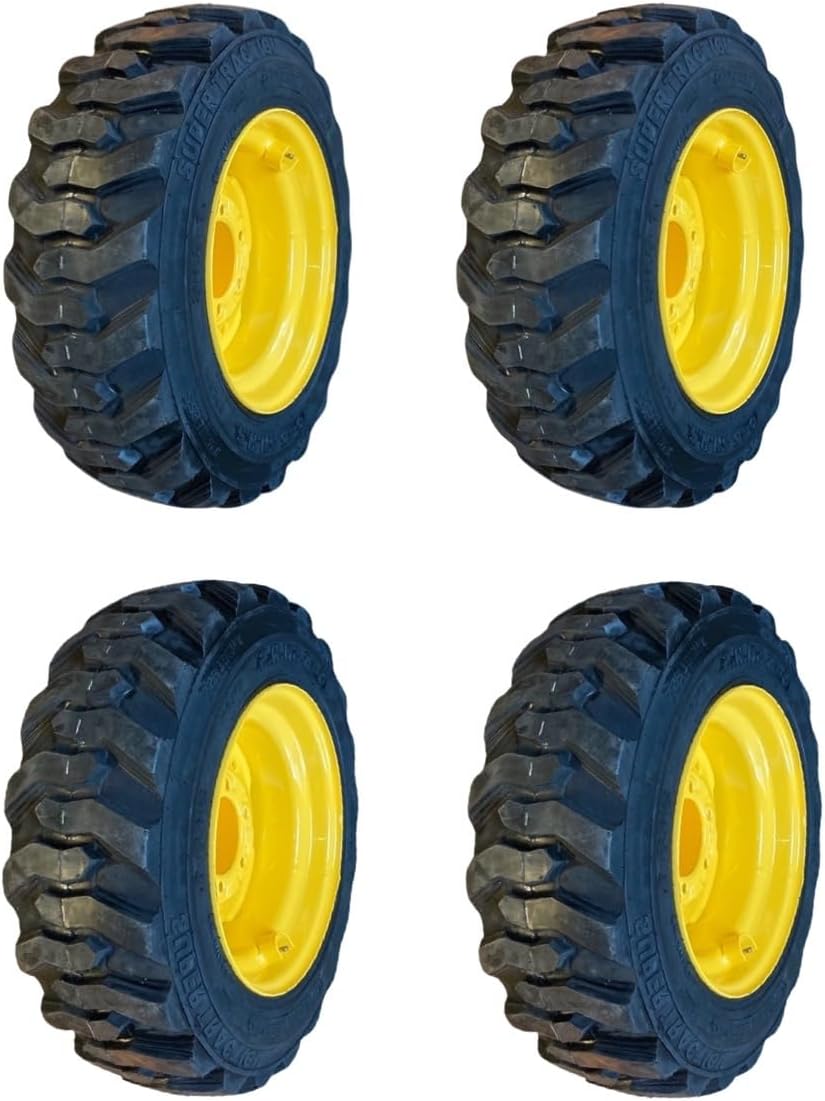 Set of 4-10-16.5 Forerunner SKS-1 Skid Steer Tires on Wheels/Rims (6 lug) for New Holland LS140, LS150 & more - 12PLY -10X16.5