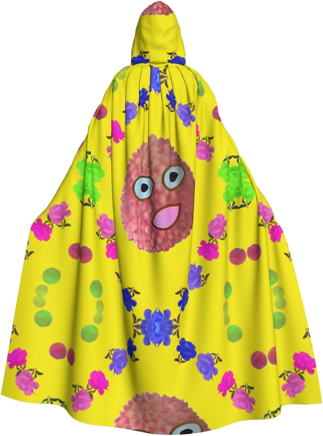 Smiley Lychee Men Women Halloween Role Play Party Decoration Hooded Poncho Black