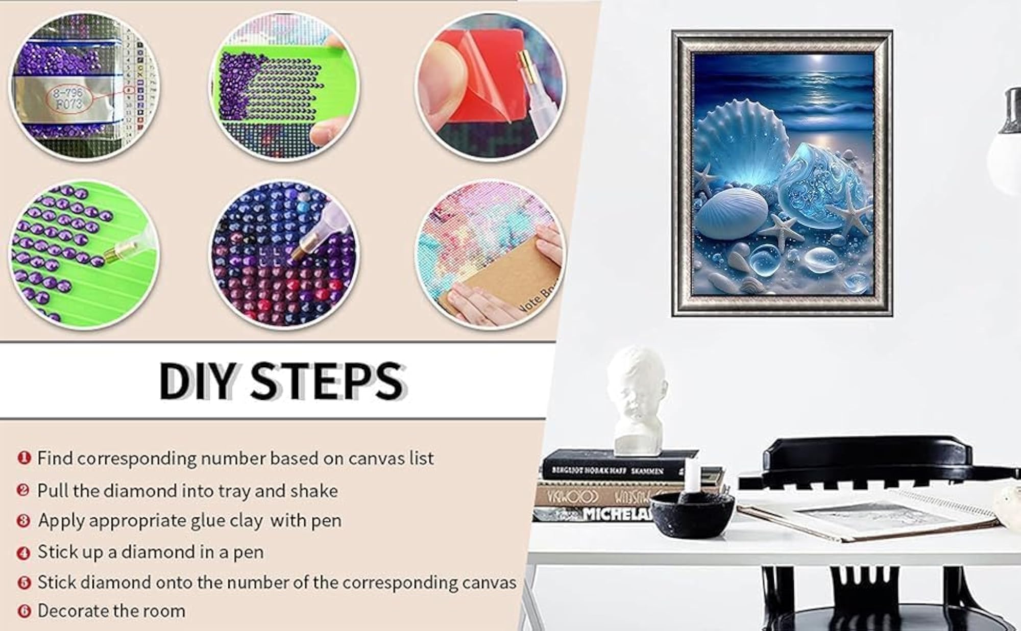 Seashell Diamond Painting Kits for Adults, Beach Art