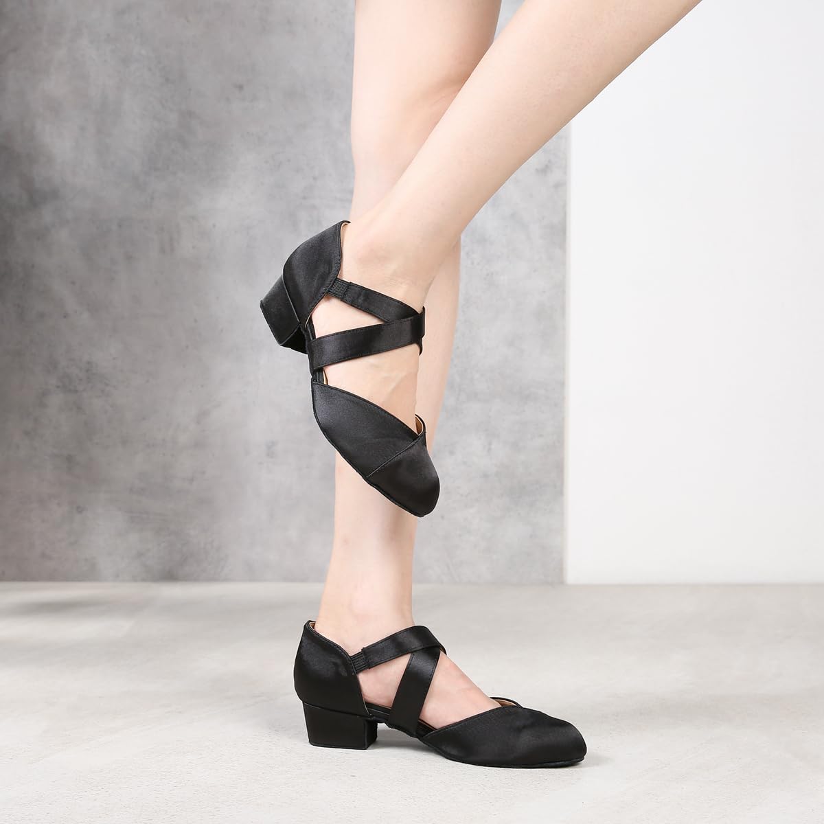 YYTing Women Swing Latin Ballroom Dance Shoes (Closed Toe, Suede Sole, Elastic Closure) 1.5 inch Heel YT26 - Image 7