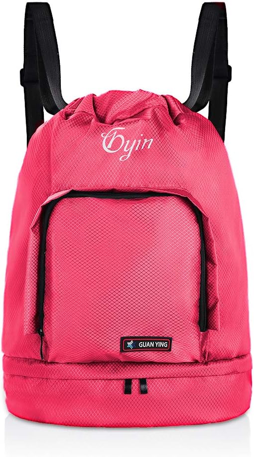 ZOORON Dry-wet Seperation Drawstring Swim Bags for Men/Women/Swimmers with Shoes Compartment, Foldable Waterproof String Backpack Swimming Pool Beach Travel Gym Bag