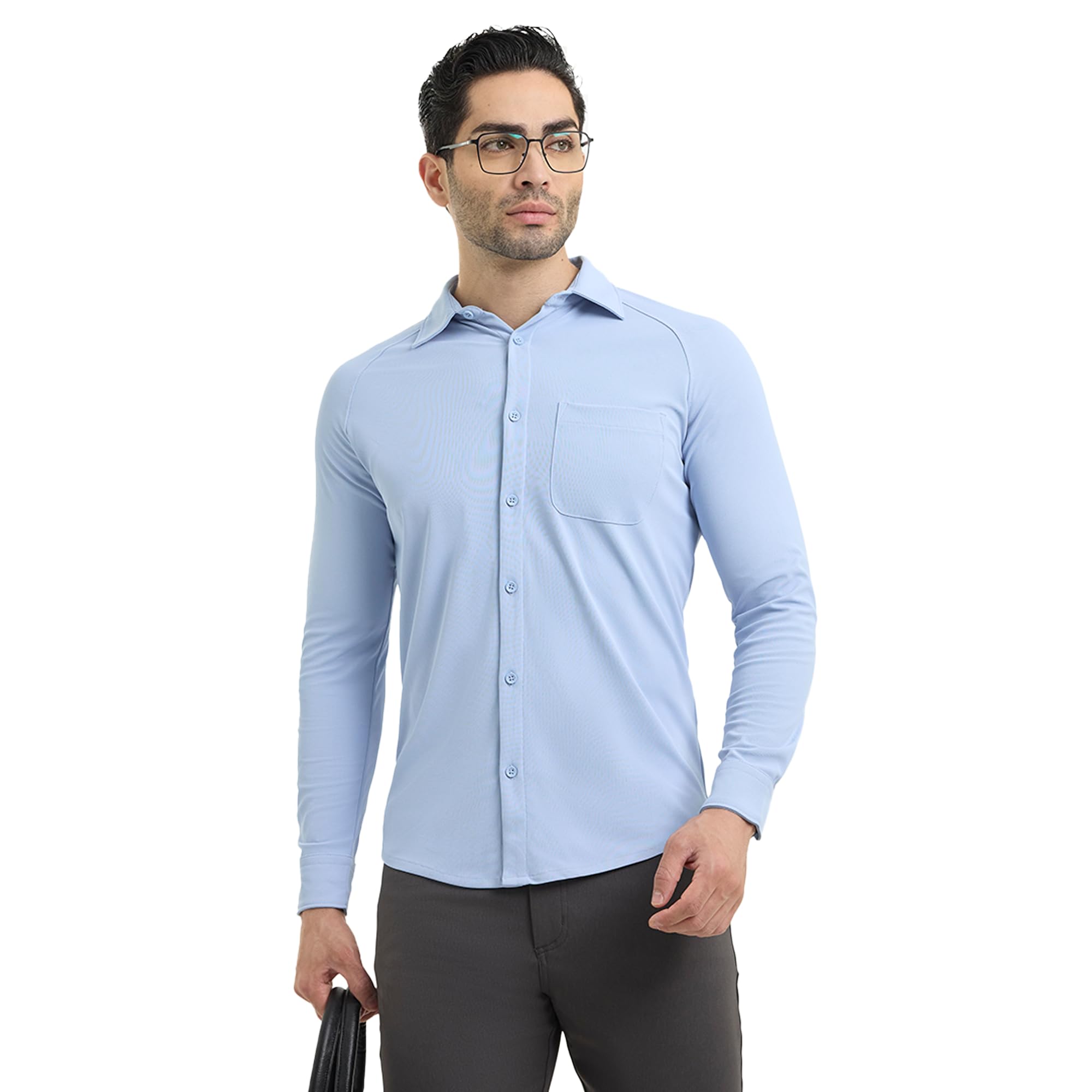 harfun Solid Ice Blue Workday Shirt-picture-18