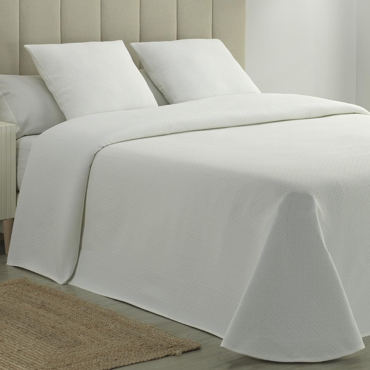 DHESTIA HOME Colcha Piqué Aitana Blanca Calidad Hotel Tejido Polialgodón Color Blanco Talla 280x270 cm