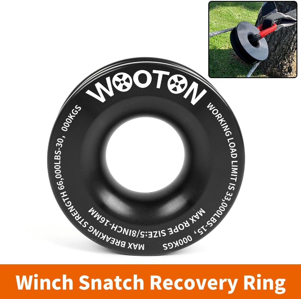Soft Shackle & Recovery Ring Kit - 2PCS 1/2" x 22" Soft Shackles for Recovery with Aluminum Snatch Ring, 66,000 lbs Breaking Strength for ATV, UTV, SUV, Truck Off-Road Vehicle - Black