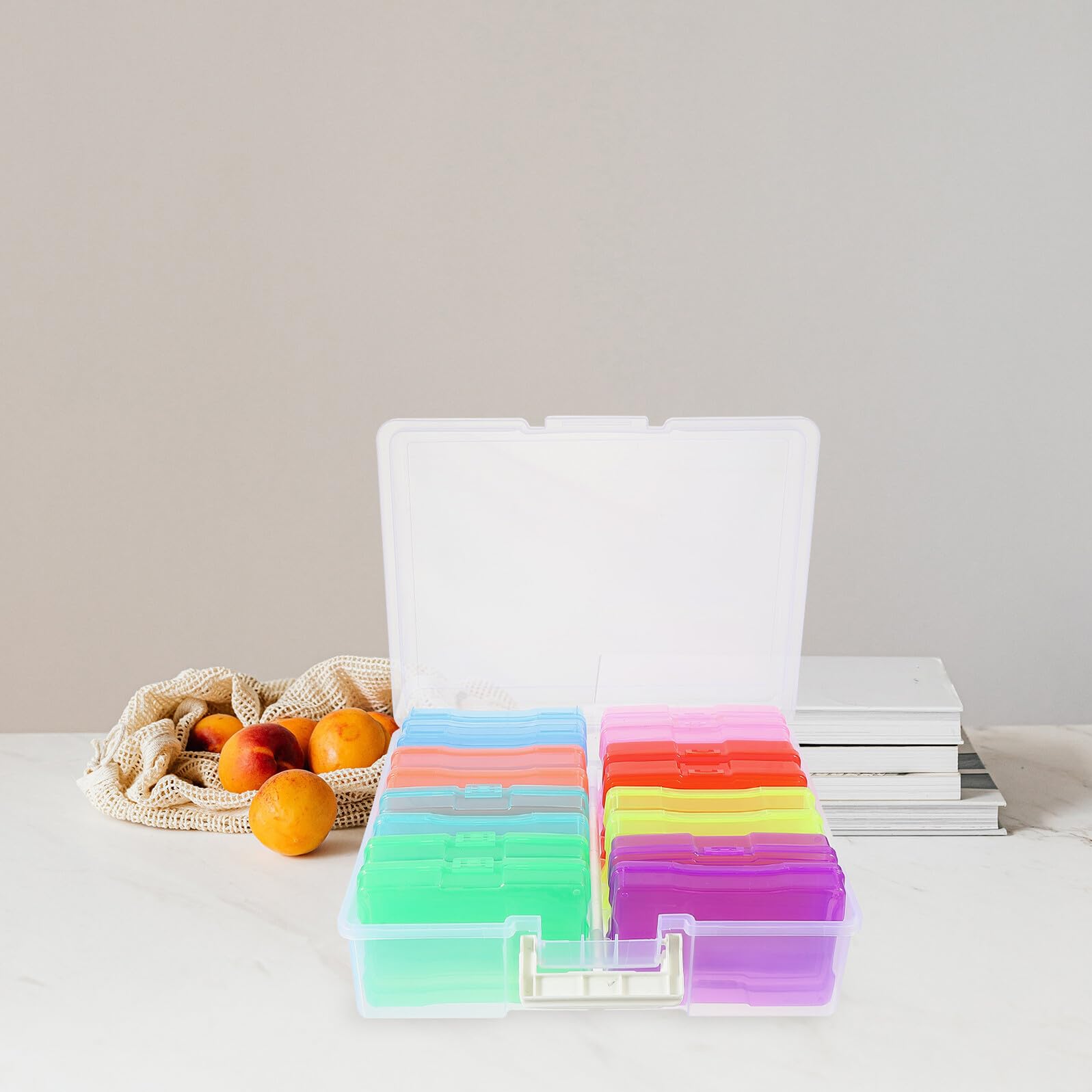 Scatola Porta Foto in Plastica con Coperchio Ermetico Organizer Multiscomparto per Piccoli Oggetti Adatta Gioielli Componenti Elettronici e Accessori Artigianali Portatile e