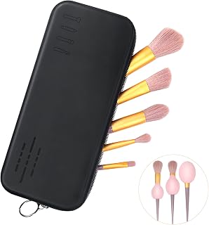Makeup Brush Bag, Silicone Makeup Brush Holder Travel, Makeup brush travel case, Soft and Sleek Makeup Brush Organizer Bag for Travel (Black)