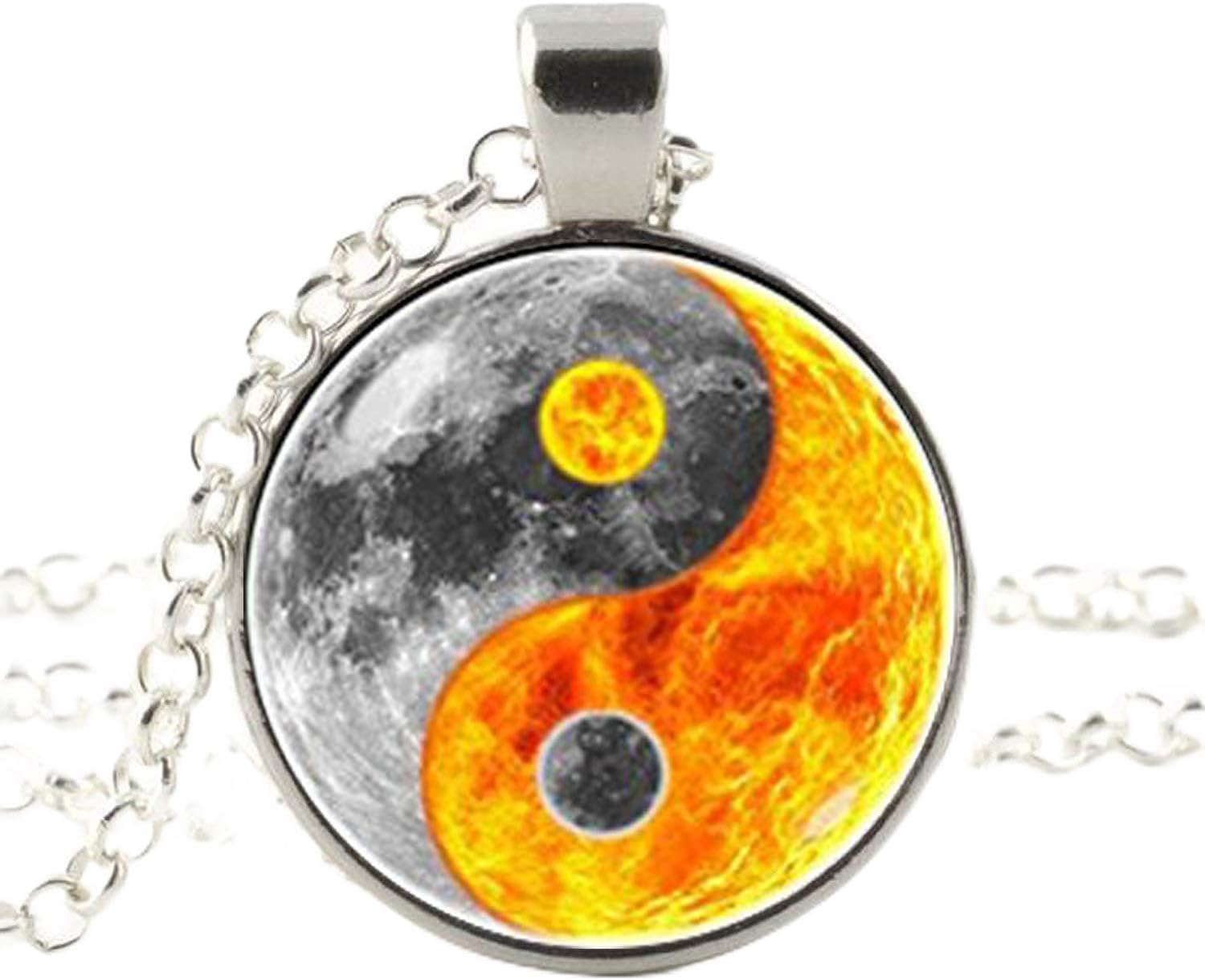 jianjinYing Yang Moon Symbol Necklace, Moon Pendant,Ying Yang Sign Jewelry, Yoga Jewelry, Magic Sign Necklace Sun and Moon Harmony