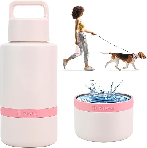 Botella de agua aislada para perros con cuenco de viaje, regalo para amantes de los perros, dispensador de botella de agua portátil, accesorios para