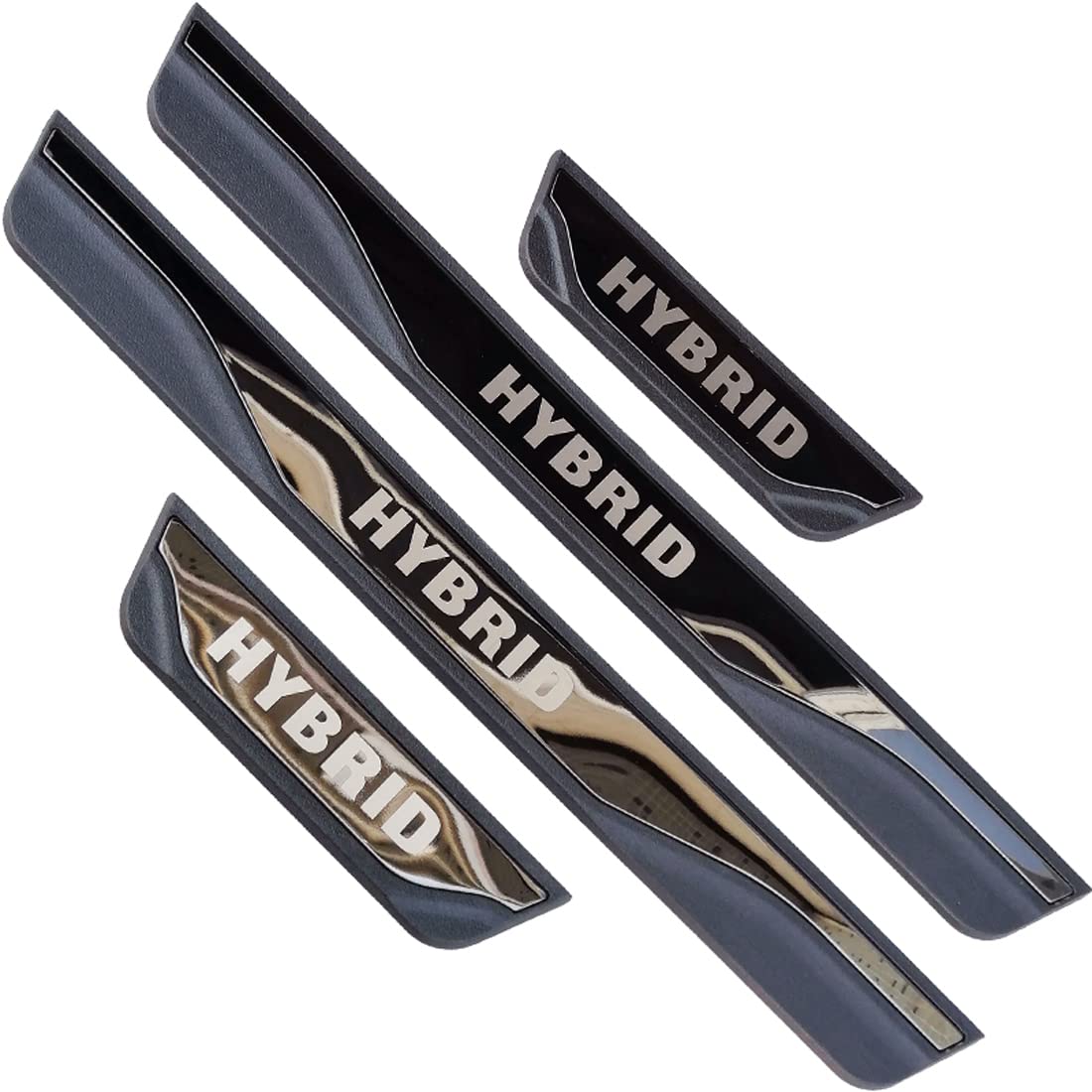 FEOYDS Stainless Door Sill Protector Kick Plate Entry Guard Kit for Honda Accord Hybrid 2024 Interior Accessory (Black Hybrid Text)