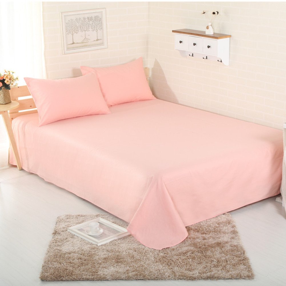 Drap plat uni 160x230cm en coton lavable pour lit simple et dortoir étudiant