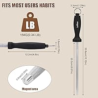 Vista 7 de Professional 12-Inch Knife Sharpening Rod, High-Carbon honing rod to Sharpen the Knife Quickly, Perfect Knife Sharpener for Chefs and Home Cooks